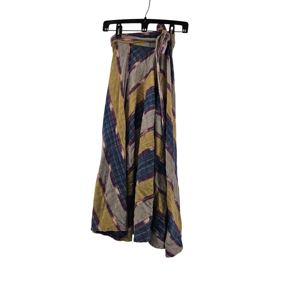 Guatemala Handwoven 100% Cotton Striped Boho Wrap Skirt Granola Sustainable OS